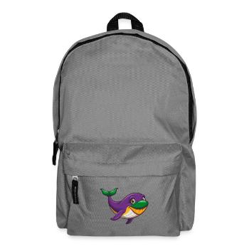 Blauwal Lustige Kawaii Cartoon Figur Clipart - Rucksack - Mittelgrau - Vorne