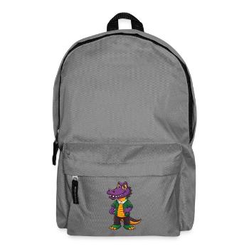 Alligator Lustige Kawaii Cartoon Figur Clipart - Rucksack - Mittelgrau - Vorne