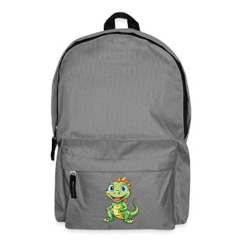 Iguana Cute Cartoon Character Kawaii Clipart - Backpack - elephant grey - Front