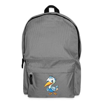 Héron mignon personnage de dessin animé Kawaii Clipart - Sac à dos - gris éléphant - Devant