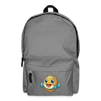 poisson-globe mignon personnage de dessin animé Kawaii Clipart - Sac à dos - gris éléphant - Devant