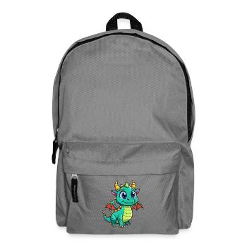Dragon Cute Cartoon Character Kawaii Clipart - Backpack - elephant grey - Front