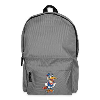 Storch Niedliche Zeichentrickfigur Kawaii Clipart - Rucksack - Mittelgrau - Vorne