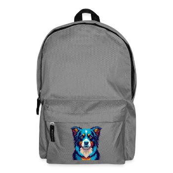 Australian Shepherd Dog Colorful Kawaii Cartoon - Backpack - elephant grey - Front