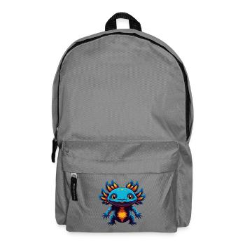 Axolotl Bunte Kawaii Cartoon Figur Clipart - Rucksack - Mittelgrau - Vorne