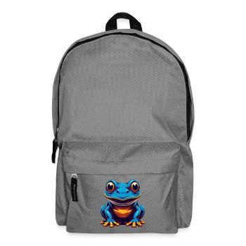 Frog Colorful Kawaii Cartoon Character Clipart - Backpack - elephant grey - Front