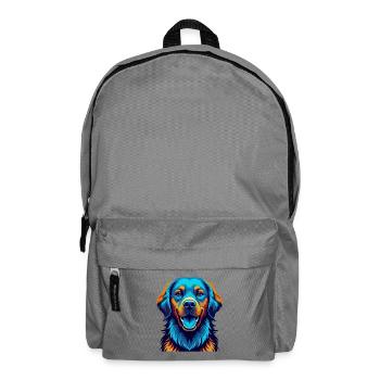 Golden Retriever Dog Colorful Kawaii Cartoon Pet - Backpack - elephant grey - Front