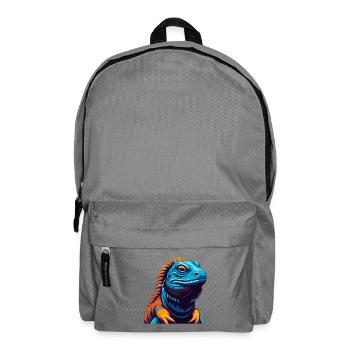 Iguana Colorful Kawaii Cartoon Character Clipart - Backpack - elephant grey - Front