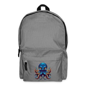 Oktopus Bunte Kawaii Cartoon Figur Clipart - Rucksack - Mittelgrau - Vorne