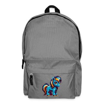 poney coloré kawaii personnage de dessin animé clipart - Sac à dos - gris éléphant - Devant