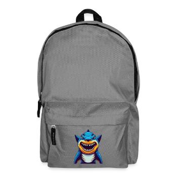requin coloré kawaii dessin animé personnage clipart - Sac à dos - gris éléphant - Devant
