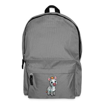 Zebra Cute Cartoon Character Kawaii Clipart - Backpack - elephant grey - Front