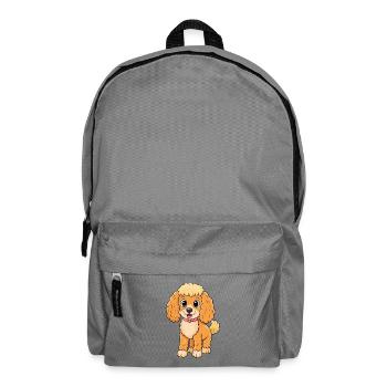 Poodle Dog Cute Cartoon Character Kawaii Clipart - Backpack - elephant grey - Front