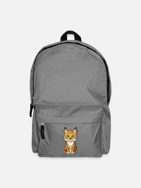 Luchs Niedliche Zeichentrickfigur Kawaii Clipart - Rucksack - Mittelgrau