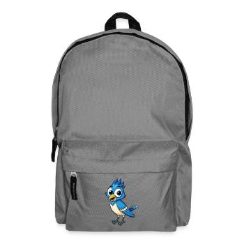 Jay Bird Cute Cartoon Character Kawaii Clipart - Backpack - elephant grey - Front