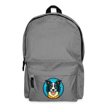Border Collie Hund Bunte Kawaii Cartoon Clipart - Rucksack - Mittelgrau - Vorne