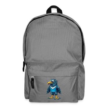 Raven Cool Kawaii Cartoon Character Clipart - Backpack - elephant grey - Front