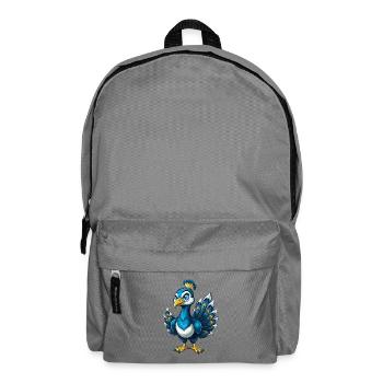 Peacock Cool Kawaii Cartoon Character Clipart - Backpack - elephant grey - Front
