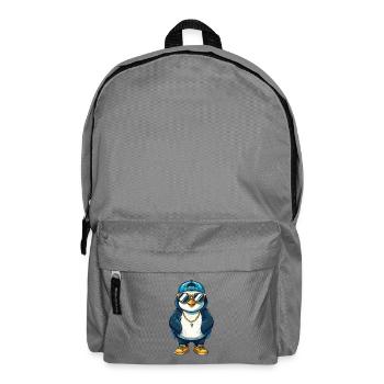 Penguin Cool Cartoon Character Kawaii Clipart - Backpack - elephant grey - Front
