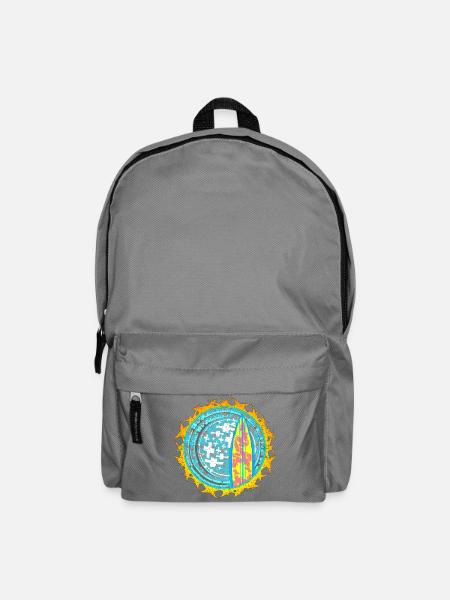 Surfbrett und Mond Motive auf Wasser - Rucksack - Mittelgrau