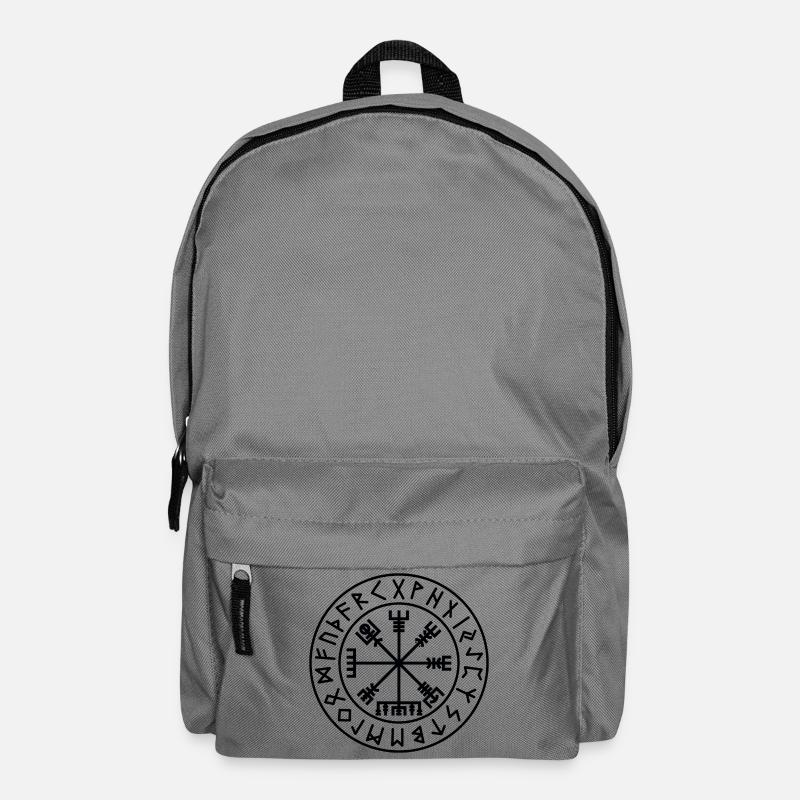 Vegvisir-Kreisrunen, schwarze Farbe - Rucksack - Mittelgrau