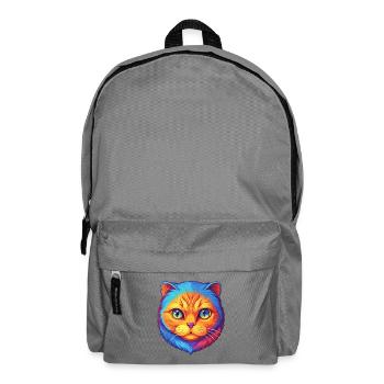 Chat Scottish Fold de race dessin animé kawaii animal de compagnie - Sac à dos - gris éléphant - Devant