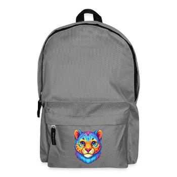 Bébé chat léopard des neiges, dessin animé, animal kawaii - Sac à dos - gris éléphant - Devant