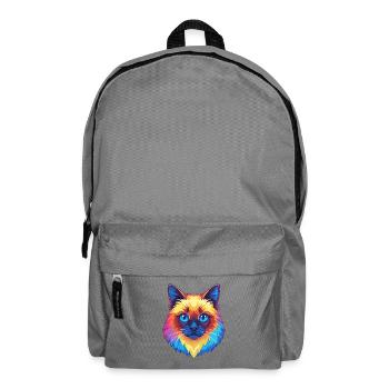 Birma Katze Rasse Karikatur Kawaii Tier Haustier - Rucksack - Mittelgrau - Vorne