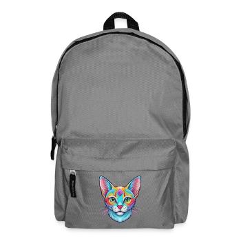 Abessinische Kurzhaarkatze Rasse Karikatur Kawaii Anim - Rucksack - Mittelgrau - Vorne