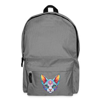 Devon Rex Chat Race Dessin animé Kawaii Animal Pet - Sac à dos - gris éléphant - Devant
