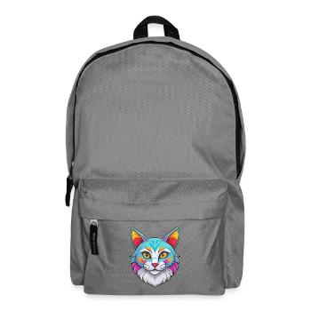 Manx Chat Race Dessin animé Kawaii Animal Pet - Sac à dos - gris éléphant - Devant