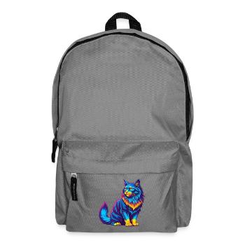 Maine Coon Katzenrasse Karikatur Kawaii Tier Haustier - Rucksack - Mittelgrau - Vorne