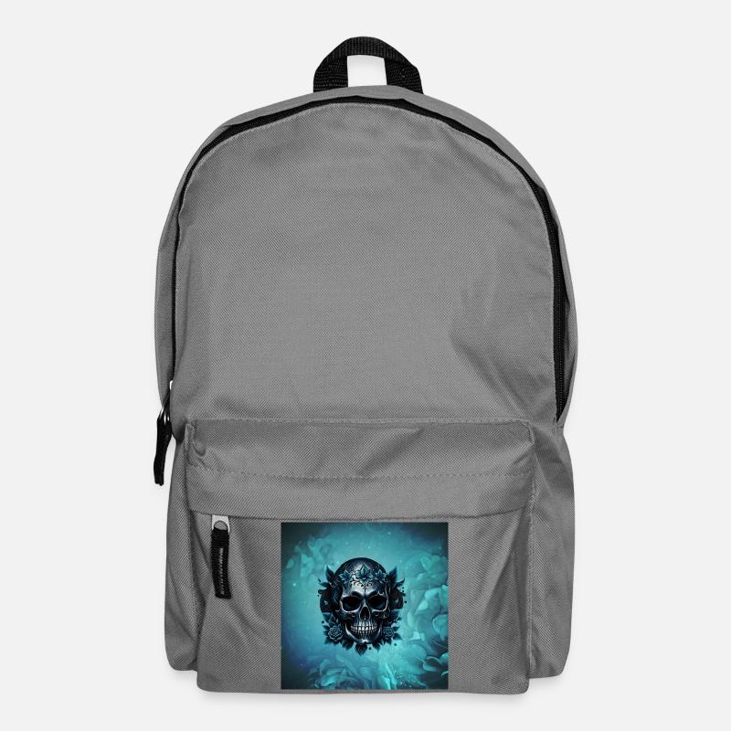 Dark blue skull with roses - Backpack - elephant grey