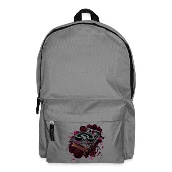 Bücher Design, Schlangen, Rosenblüten - Rucksack - Mittelgrau - Vorne