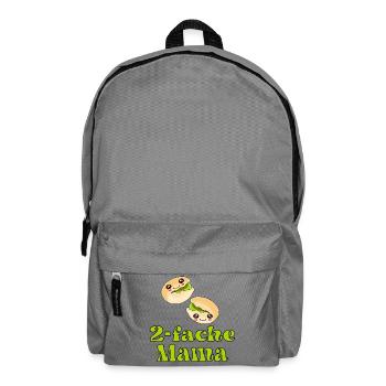Zweifache Mama - Geburt Baby Pistazien - Rucksack - Mittelgrau - Vorne