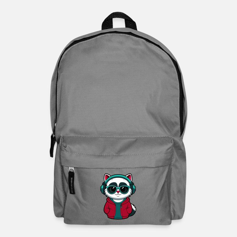 Coole Katze mit Kapuzenpullover und Brille Design - Rucksack - Mittelgrau