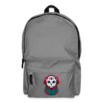 Bengalkatze Rasse Karikatur Kawaii Tier Haustier - Rucksack - Mittelgrau - Vorne