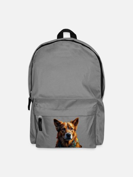 Buntes Hundeporträt Schal - Rucksack - Mittelgrau