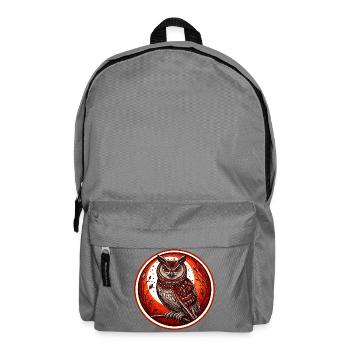 Roter Eulenkreis Emblem - Eule - Nachtvogel - Rucksack - Mittelgrau - Vorne