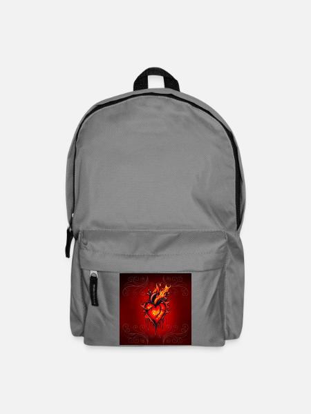 Flammendes Herz. - Rucksack - Mittelgrau