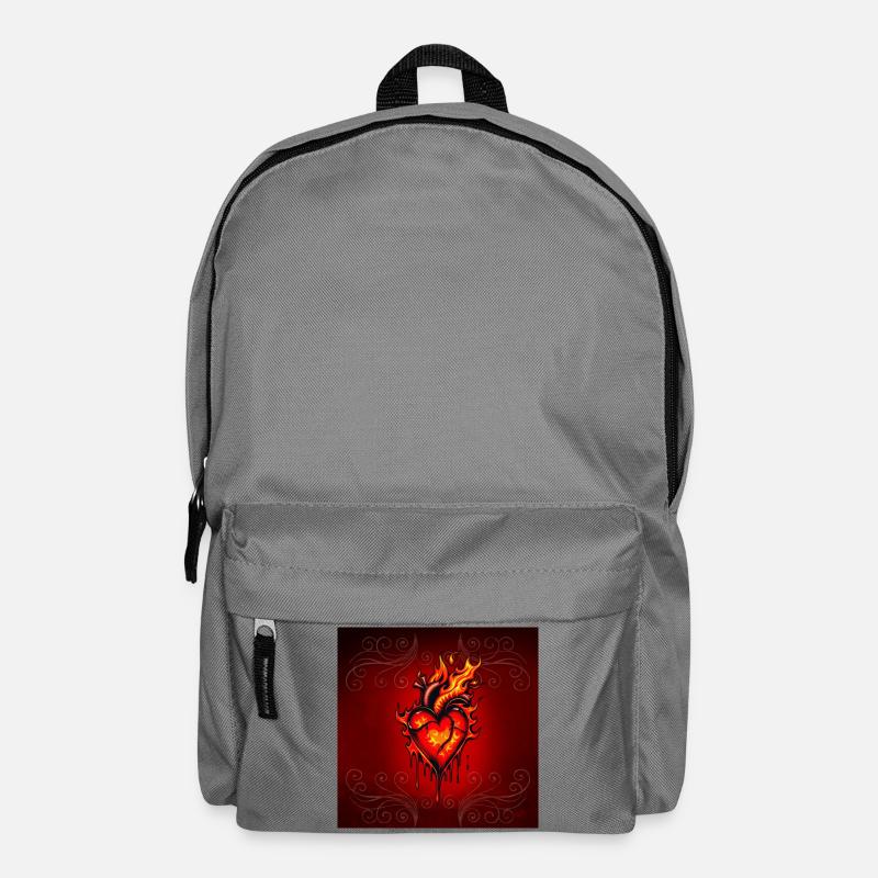 Flaming heart. - Backpack - elephant grey