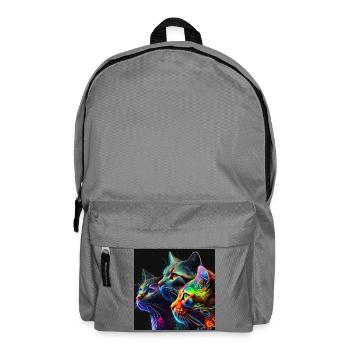 Neon Cats on a Black Background - Backpack - elephant grey - Front