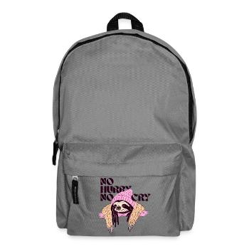No Hurry, No Cry – Entspanntes Faultiermotiv - Rucksack - Mittelgrau - Vorne