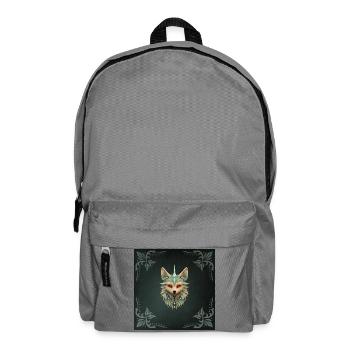 Mystical fox with piercing red eyes. - Backpack - elephant grey - Front