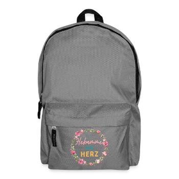 Hebamme mit Herz - personalisierbares Design - Rucksack - Mittelgrau - Vorne