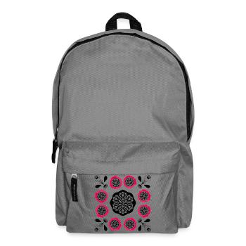 Flowerpower black and pink - Rucksack - Mittelgrau - Vorne