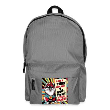 Pomeranian Dog "I am a thief" - Rucksack - Mittelgrau - Vorne