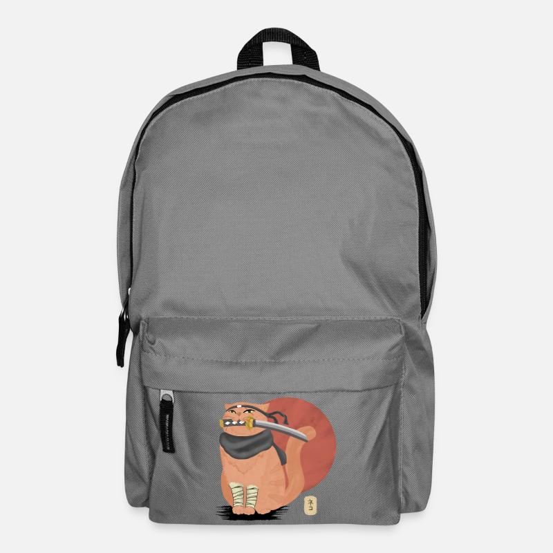 Samurai-Katze mit Katana - Rucksack - Mittelgrau