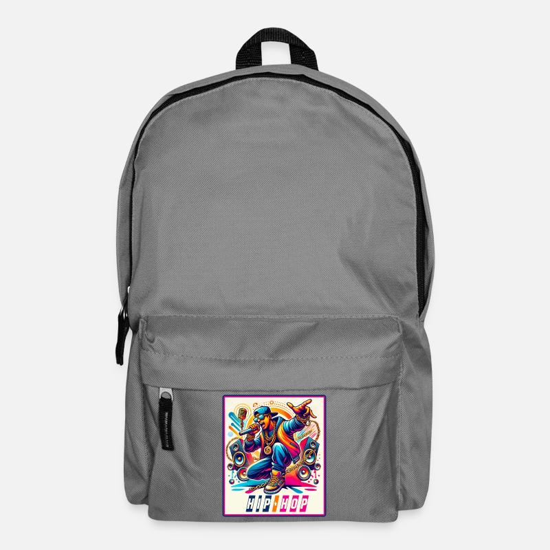 Hip-Hop Vibes – Rapper mit Mikrofon - Rucksack - Mittelgrau