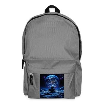 Batteur sur la Lune devant la Terre dans l’espace - Sac à dos - gris éléphant - Devant